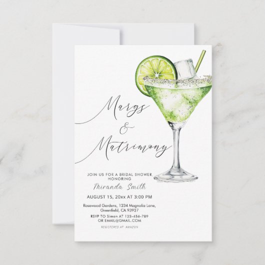 Margs and Matrimony Margarita Brautparty Einladung (Vorderseite)