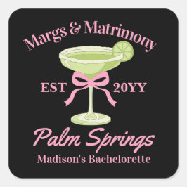 Margs and Matrimony Margaritas Junggeselinnen-Absc Quadratischer Aufkleber