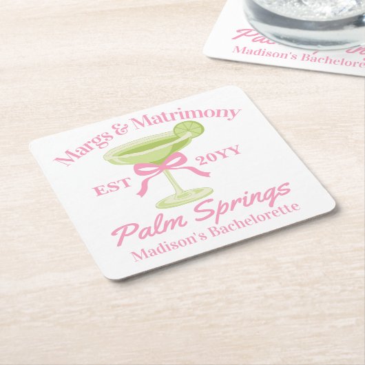 Margs and Matrimony Margaritas Junggeselinnen-Absc Rechteckiger Pappuntersetzer (angewinkelt)