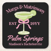 Margs and Matrimony Margaritas Junggeselinnen-Absc Rechteckiger Pappuntersetzer (Vorderseite)