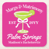 Margs and Matrimony Margaritas Junggeselinnen-Absc Rechteckiger Pappuntersetzer (Vorderseite)