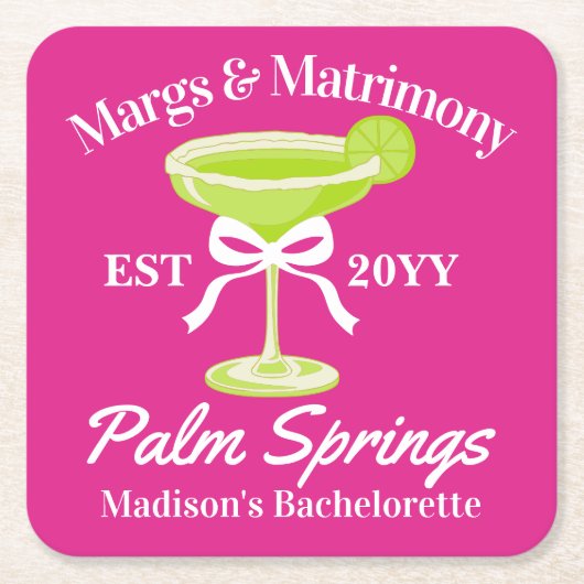 Margs and Matrimony Margaritas Junggeselinnen-Absc Rechteckiger Pappuntersetzer (Vorderseite)