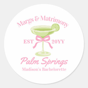 Margs and Matrimony Margaritas Junggeselinnen-Absc Runder Aufkleber