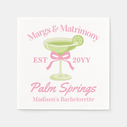 Margs and Matrimony Margaritas Junggeselinnen-Absc Serviette (Vorderseite)