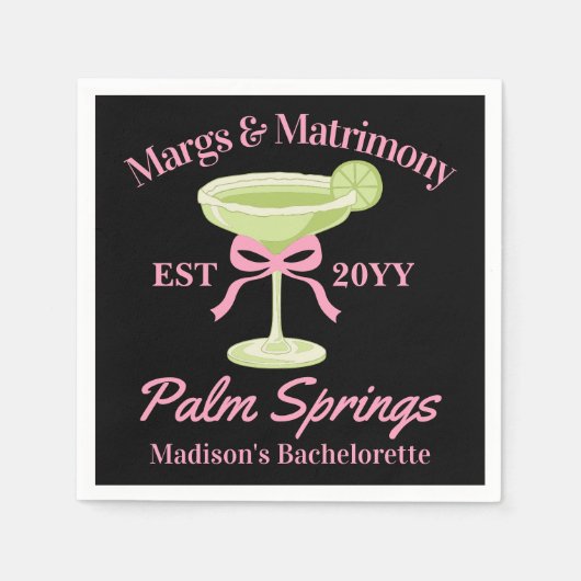 Margs and Matrimony Margaritas Junggeselinnen-Absc Serviette (Vorderseite)
