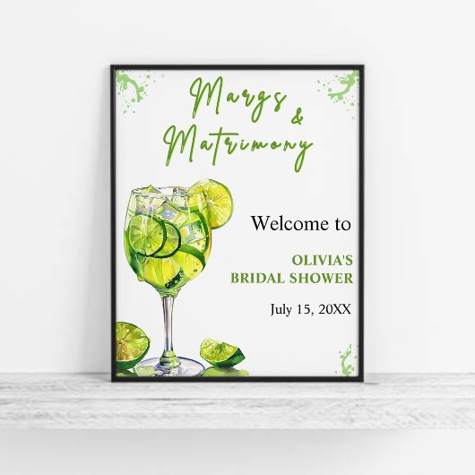 Margs & Martrimony Cocktail Brautparty Willkommen Poster