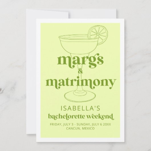 Margs & Matrimone Bachelorette Einladung (Vorderseite)
