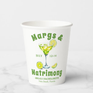 Margs & Matrimone Cocktail Limette grüner Bachelor Pappbecher