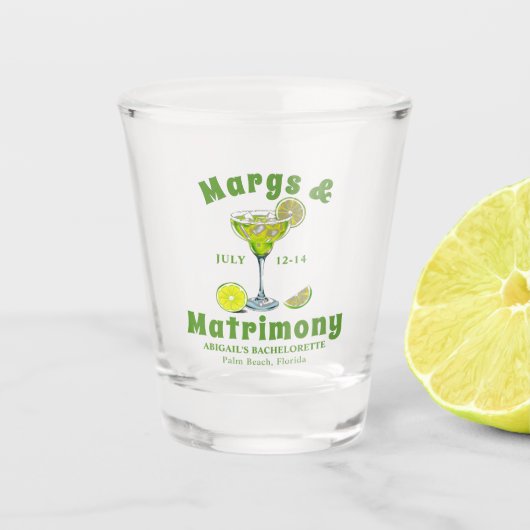 Margs & Matrimone Cocktail Limette grüner Bachelor Schnapsglas (Vorderseite)