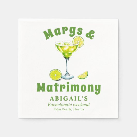 Margs & Matrimone Cocktail Limette grüner Bachelor Serviette (Vorderseite)