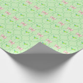 Margs Matrimone Green Pink Bow Dusche Bachelorette Geschenkpapier (Ecke)