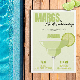 Margs & Matrimone Retro Cocktail Bachelorette Einladung