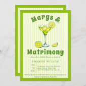 Margs & Matrimons Cocktail Grün Brautparty Einladung (Vorne/Hinten)