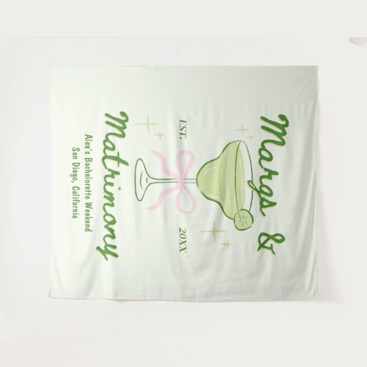 Margs & Matrimony Bachelorette Backdrop Wandteppich (Vorderseite (Horizontal))