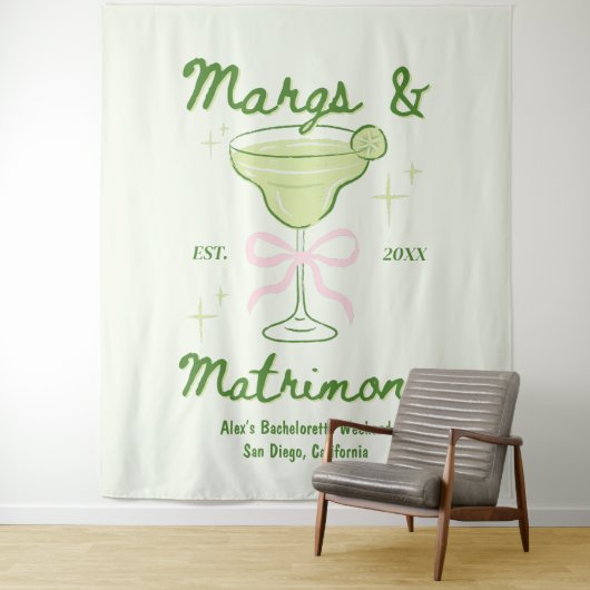 Margs & Matrimony Bachelorette Backdrop Wandteppich (Beispiel)