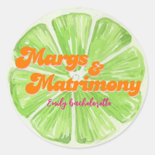 Margs & Matrimony Bachelorette Weekend Party Runder Aufkleber (Vorderseite)