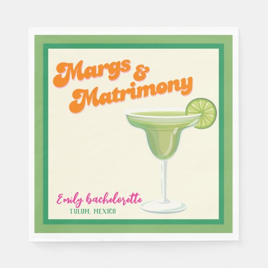 Margs & Matrimony Bachelorette Weekend Party Serviette (Vorderseite)