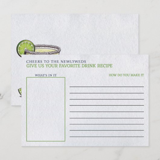 Margs & Matrimony Brautparty Drink Rezept Begleitkarte (Vorne/Hinten)