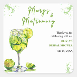 Margs & Matrimony Cocktail Brautparty Vielen Dank Quadratischer Aufkleber
