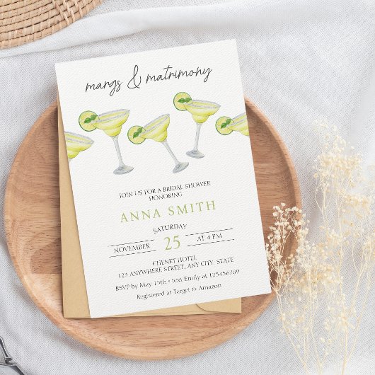 Margs & Matrimony Cocktail Modernes Brautparty Einladung