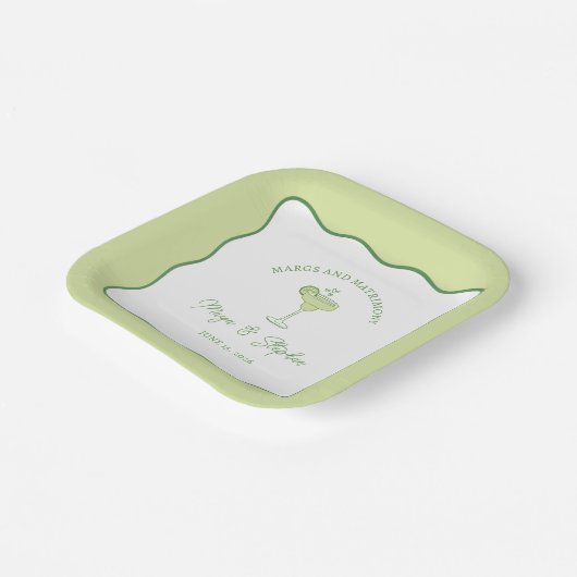 "Margs & Matrimony" Einfache Limone Margarita Wedd Pappteller (Gewinkelt)