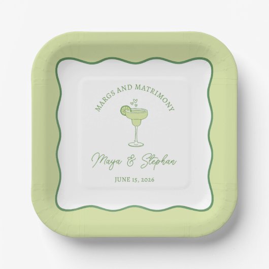 "Margs & Matrimony" Einfache Limone Margarita Wedd Pappteller (Vorderseite)