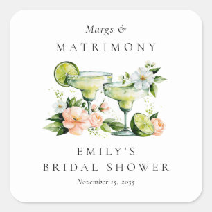 Margs & Matrimony Floral Brautparty Quadratischer Aufkleber