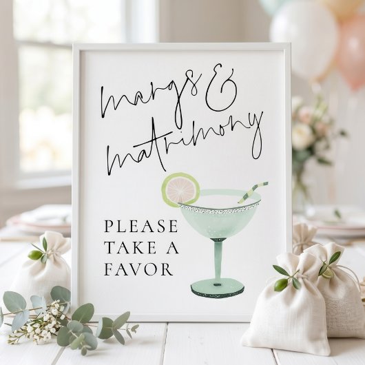 Margs Matrimony Geschenke Schild Brautparty