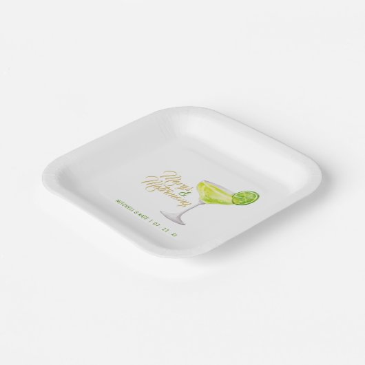 Margs & Matrimony Green & Gold Brautparty Pappteller (Gewinkelt)