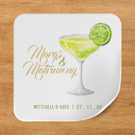 Margs & Matrimony Green & Gold Brautparty Quadratischer Aufkleber