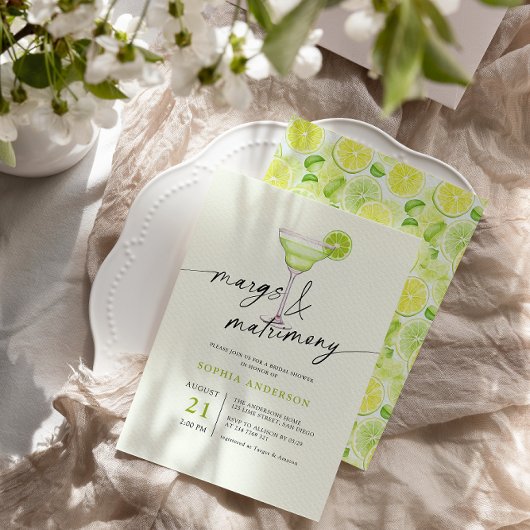 Margs & Matrimony Green Limones Brautparty Einladung
