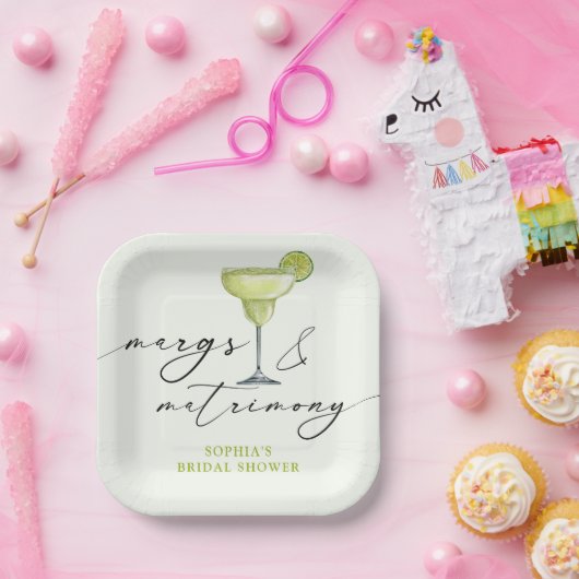 Margs & Matrimony Green Limones Brautparty Pappteller (Party)