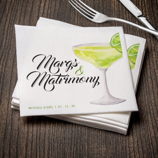 Margs & Matrimony Green Margarita Brautparty Serviette
