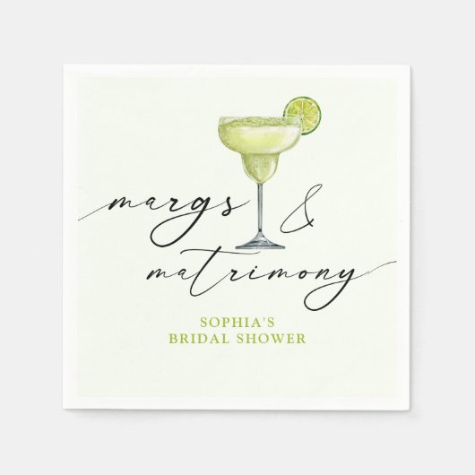 Margs & Matrimony Grüner Limetten-Junggesellinnena Serviette (Vorderseite)