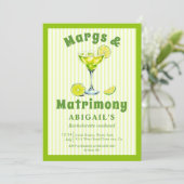 Margs & Matrimony lime green bachelorette Einladung (Stehend Vorderseite)