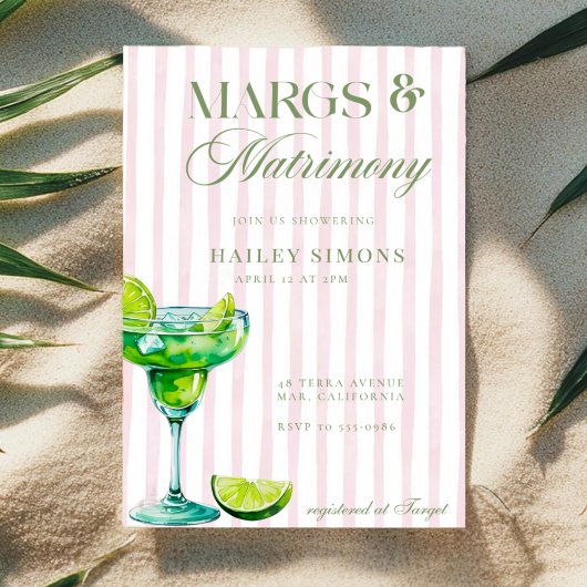 Margs & Matrimony Lime Margarita Bridal Shower Einladung