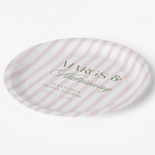 Margs & Matrimony Lime Margarita Bridal Shower Pappteller (Schrägansicht)