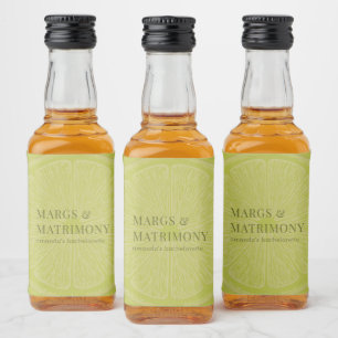 Margs & Matrimony Limettengrüne Junggesellinnenpar Alkoholflaschenetikett