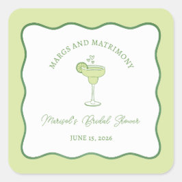 "Margs & Matrimony" Limones Margarita-Brautparty Quadratischer Aufkleber