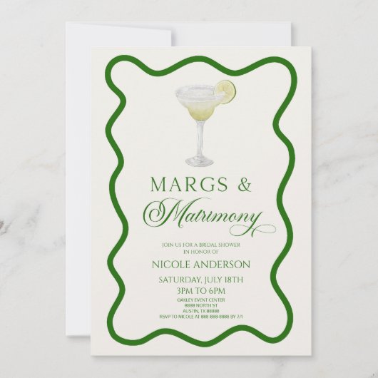 Margs & Matrimony Margarita Brautparty Einladung (Vorderseite)