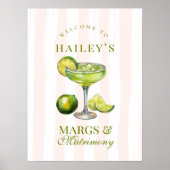 Margs & Matrimony Margarita Bridal Shower Sign Poster (Vorne)