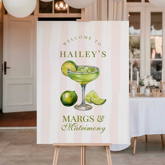 Margs & Matrimony Margarita Bridal Shower Sign Poster