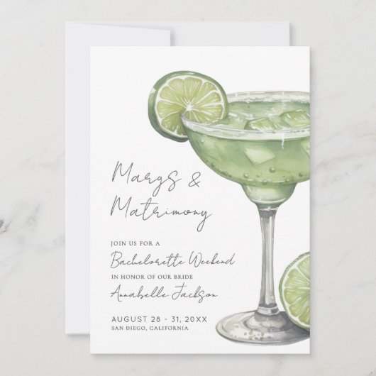 Margs & Matrimony Margarita Junggeselinnen-Abschie Einladung (Vorderseite)