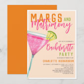 Margs & Matrimony Margarita Orange Bachelorette Einladung (Vorne/Hinten)