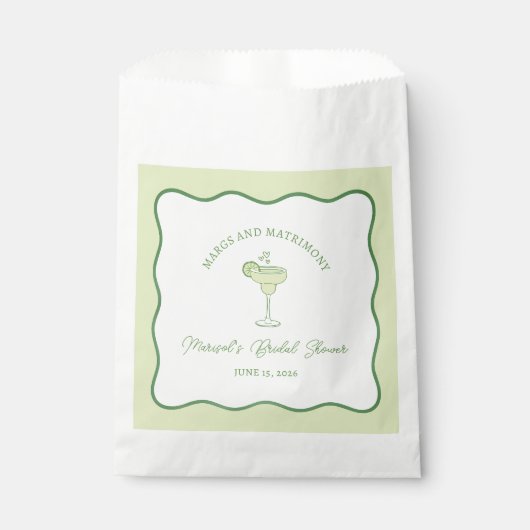 "Margs & Matrimony" Moderne Chic Brautparty Geschenktütchen (Vorderseite)