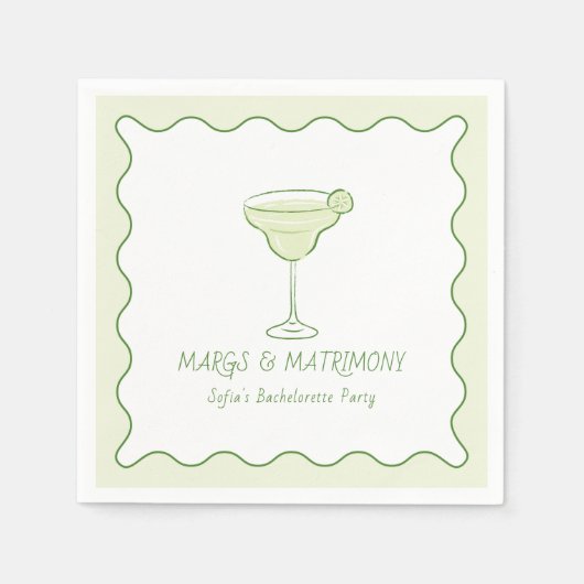 "Margs & Matrimony" Moderner Limoner Junggeselinne Serviette (Vorderseite)
