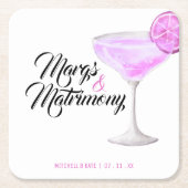 Margs & Matrimony Pink Brautparty Rechteckiger Pappuntersetzer (Vorderseite)