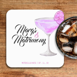 Margs & Matrimony Pink Brautparty Rechteckiger Pappuntersetzer