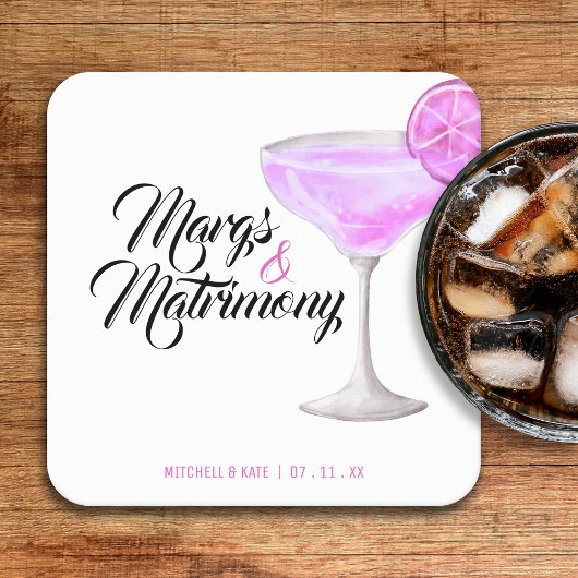 Margs & Matrimony Pink Brautparty Rechteckiger Pappuntersetzer