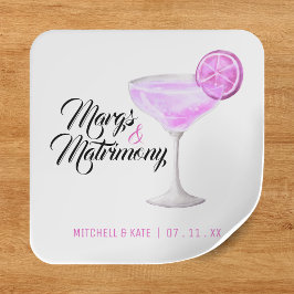 Margs & Matrimony Pink Margarita Brautparty Quadratischer Aufkleber
